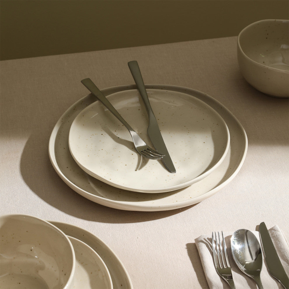 Stone Lain Mirella Stoneware 24-Piece Dinnerware Set, Beige