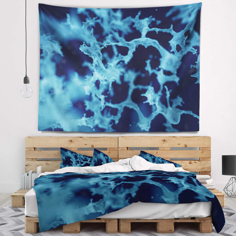 Cloudy Abstract Blue Texture Abstract Wall Tapestry, 60"x50"