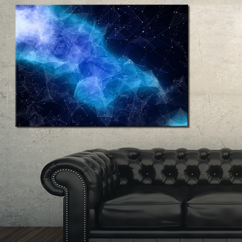 "Blue Nebula in Cosmos" Abstract Art Canvas Print, 32"x16"