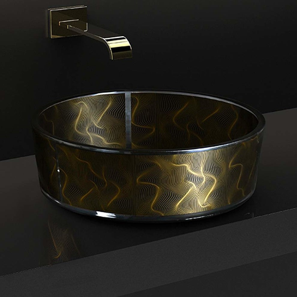 Atelier Vento Modern Bathroom Sink, Black Gold, Black Gold