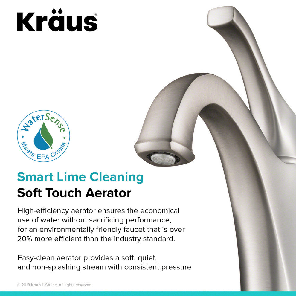 Arlo Single Handle 1-Hole Bathroom Basin Faucet, Lift Rod Drain, SFS Steel