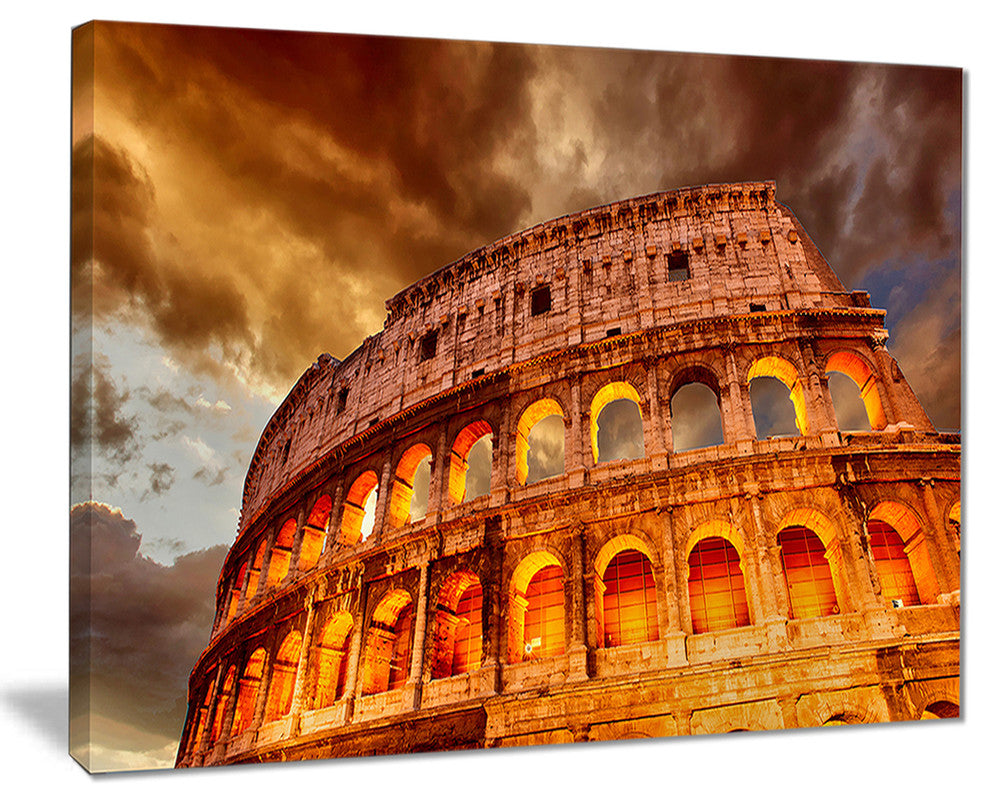 "Colosseum in Rome" Landscape Monumental Canvas Print, 40"x30"