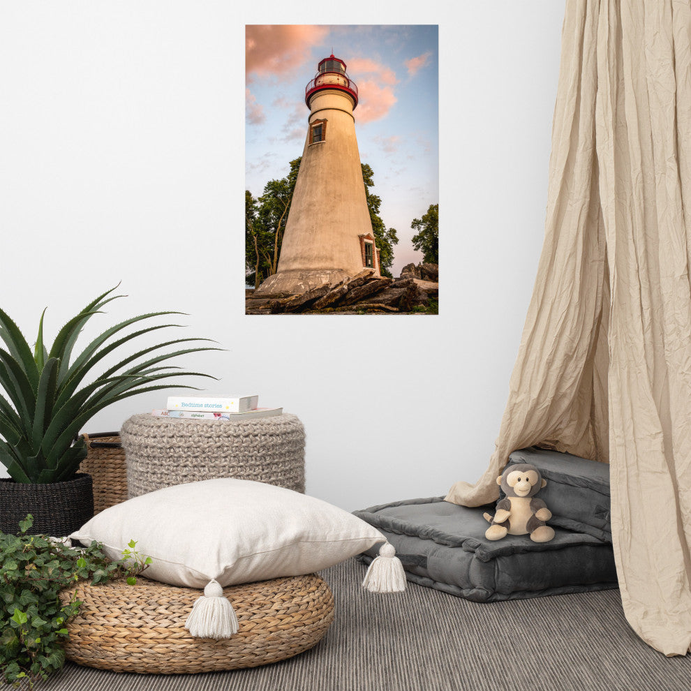 Marblehead Lighthouse at Sunset From the Shore Unframed Wall Art Prints, 24" X 36"
