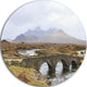 Sligachan Old Bridge Panorama, Landscape Round Metal Wall Art, 23"