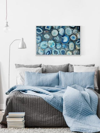 "Blue Geode Bunch" Floater Framed Painting Print on Canvas, 30"x20"