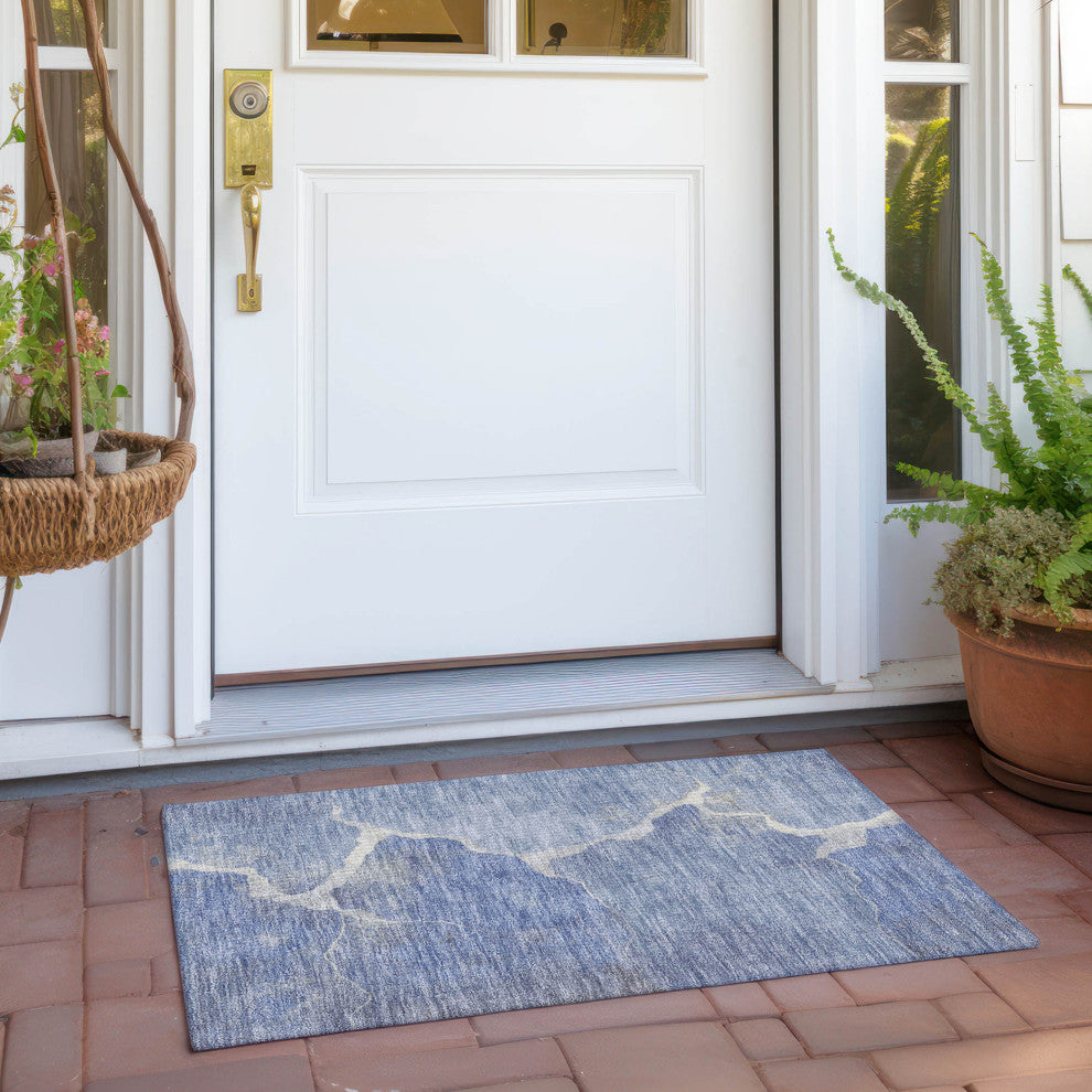 Machine Washable Indoor/Outdoor Chantille ACN1889 Denim 1'8" x 2'6" Rug