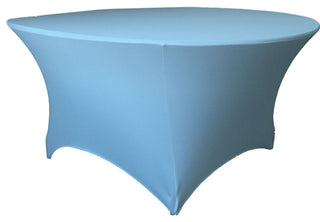 LA Linen Round Spandex Table Cover, Blue Light, 60"x60"