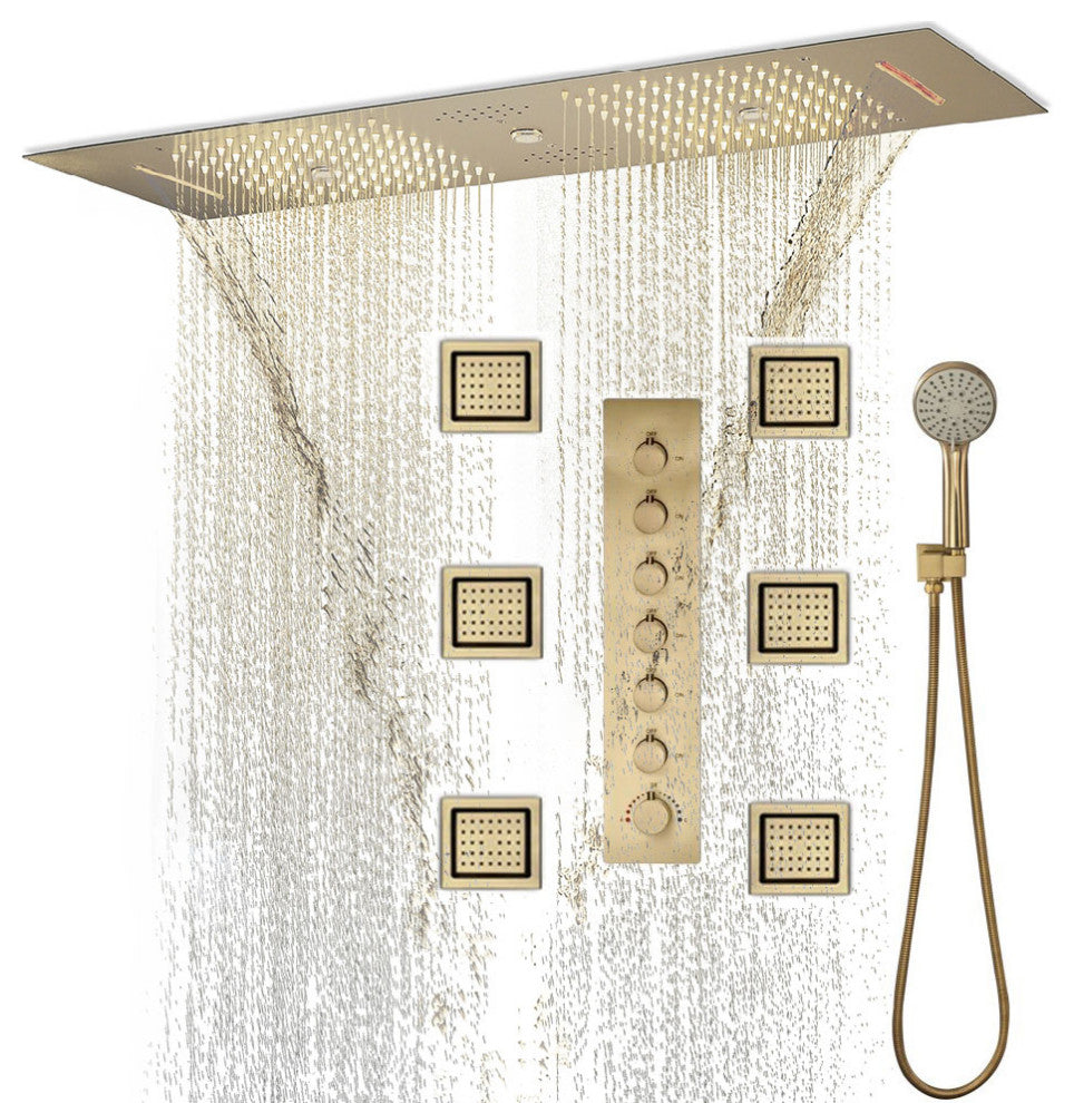 Led Column Mist Shower System, Hand Shower, Style C, Phone Control Light