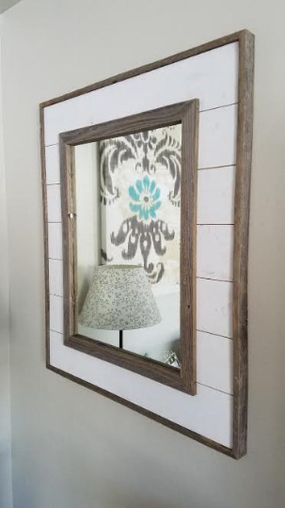 Shiplap Mirror With Reclaimed Wood, 22"x26"