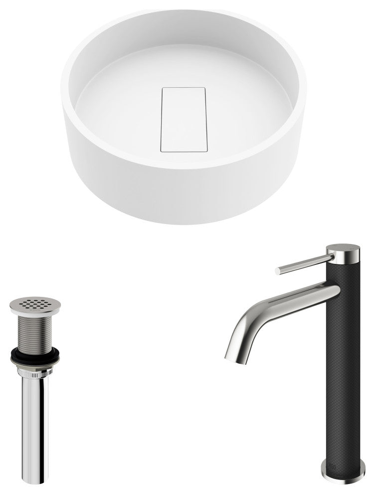 Bryant 15"L x 15"W MatteStone Vessel Sink and Lexington 10"H Faucet Set