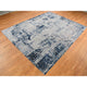 Arsenic Gray Hand Knotted Erased Circles Design Wool and Silk Rug 9'3"x12'
