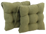 16" Solid Micro Suede Square Tufted Chair Cushions, Set of 2, Sage Green