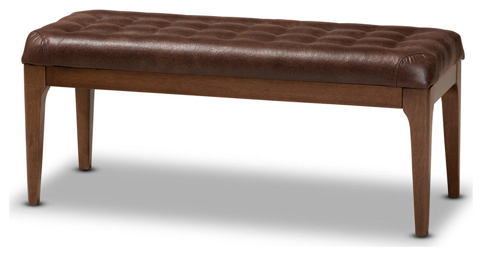 Kiyoko Mid-Century Dining Bench, Dark Brown