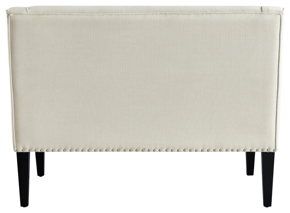 Inspired Home Aryanna Bench Upholstered, Cream White Linen