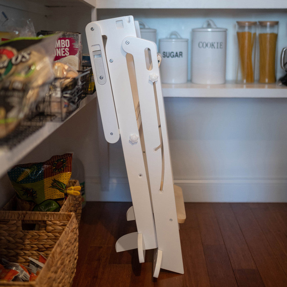 Little Partners Learn 'N Fold Learning Tower, Soft White With Natural