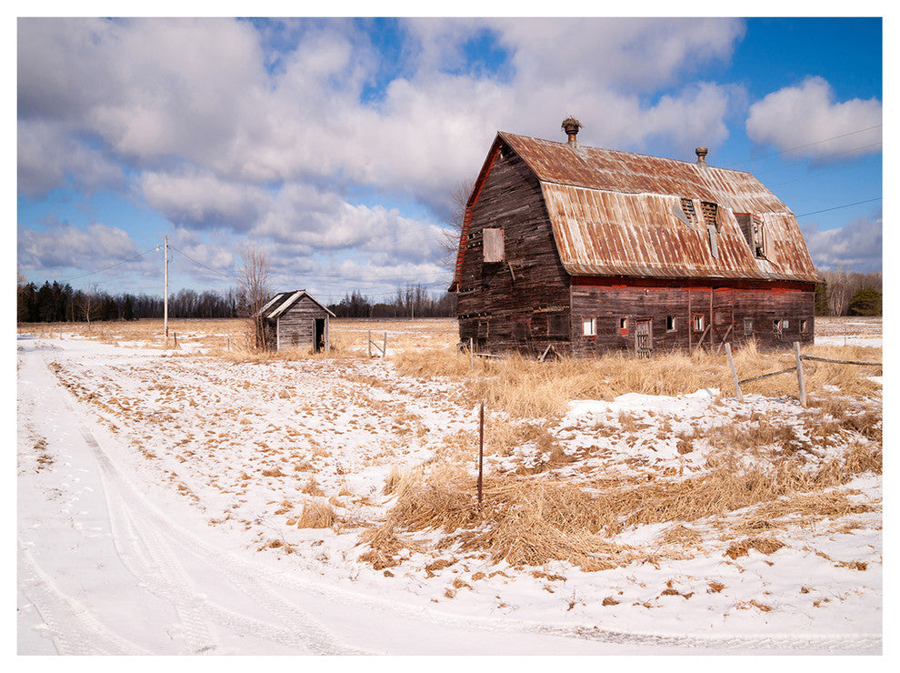 Farm Field Barn Ranch, Landscape Canvas Art Print, 40"x30"