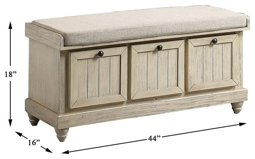 Lexicon Woodwell Wood Storage Bench in White