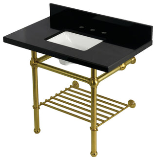 KVPK3630KBSQB7 36" Console Sink with Brass Legs (8", 3 Hole)