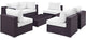 Modway Convene 7 Piece Outdoor Patio Sectional Set, Espresso White