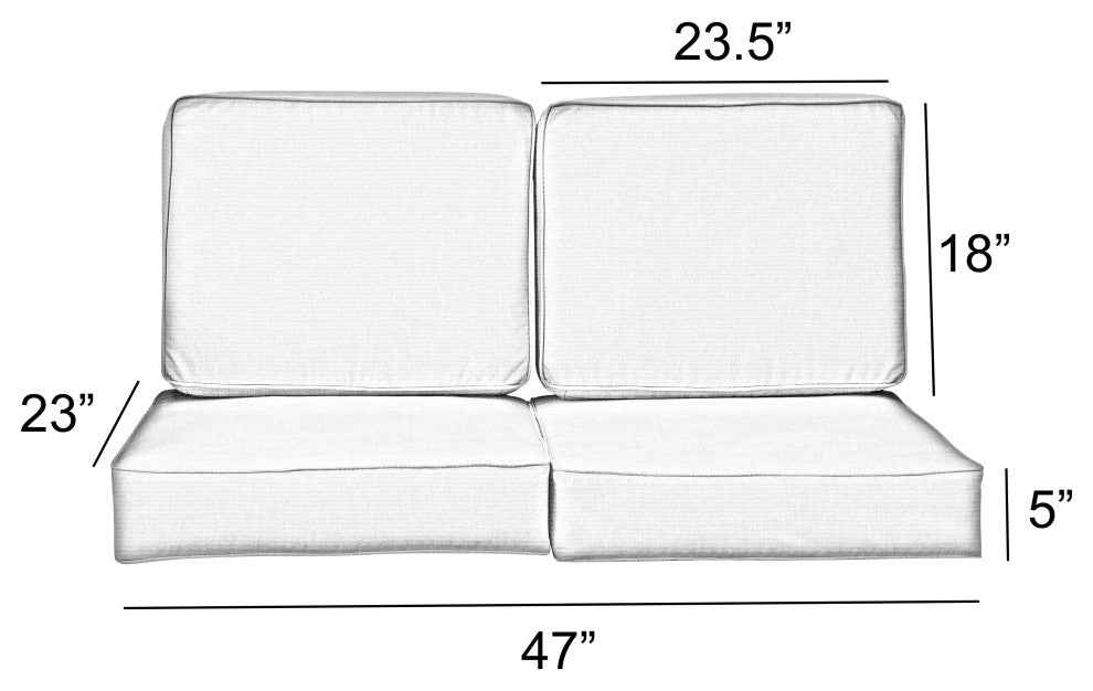 Gardenia Seaglass Outdoor/Indoor Loveseat Cushion Set, Blue, 23"x23.5"x5"