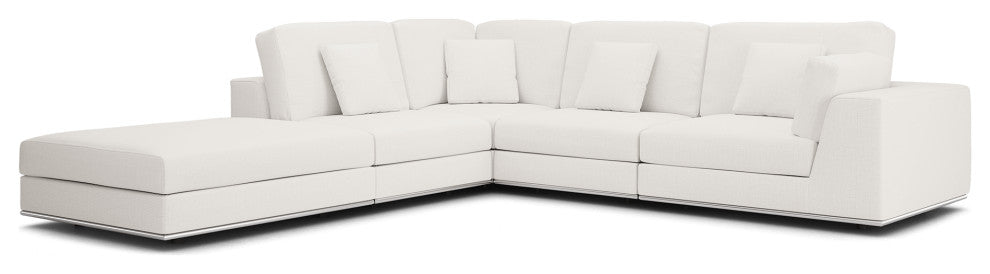 Perry Sectional 1 Arm Corner Open Sofa, Chalk Fabric