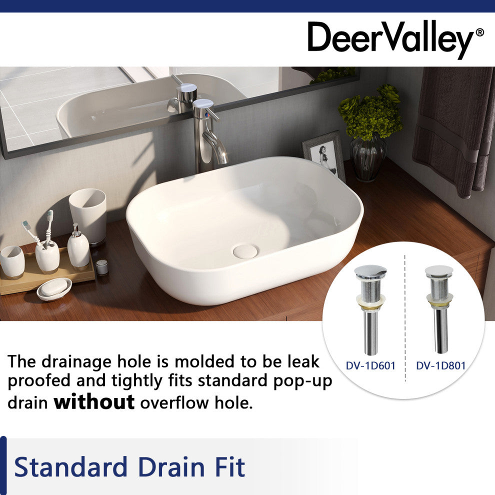 White Rectangular Ceramic Countertop Bathroom Vanity Vessel Sink
