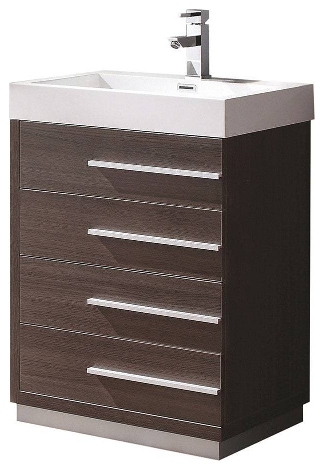 Fresca FCB8024GO-I Livello 24" Gray Oak Bathroom Cabinet With Integrated Sink