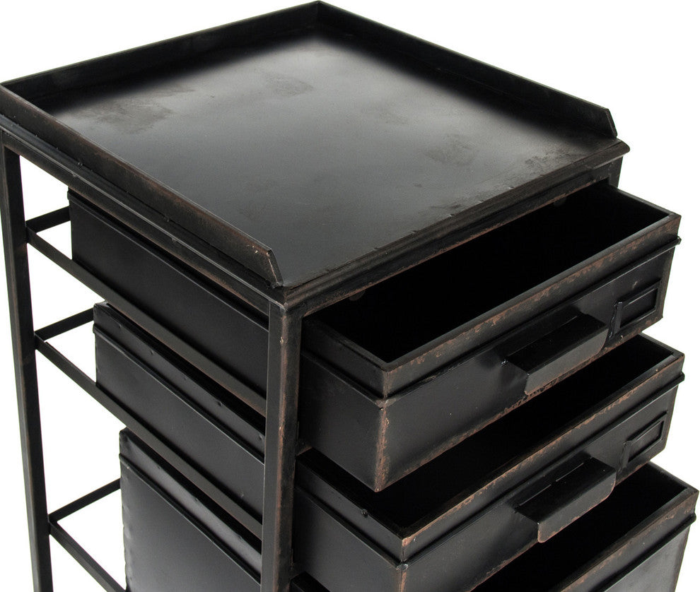 Close-up top surface and drawer area on white background (detail shot).