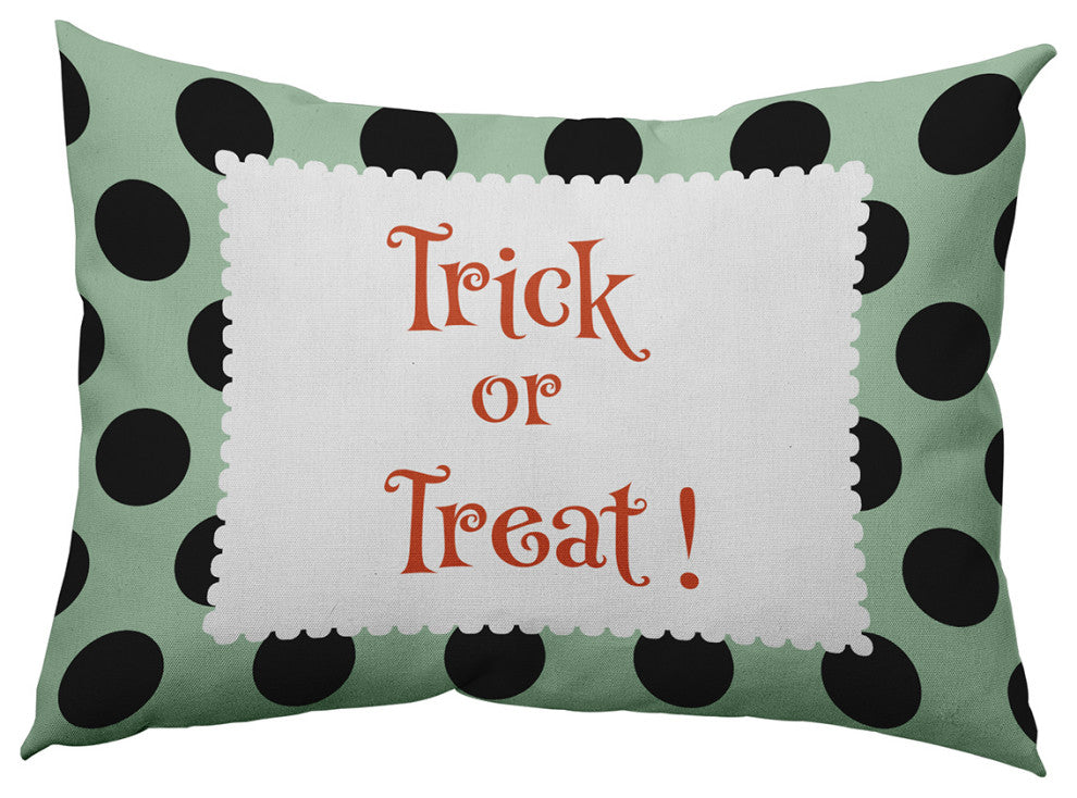 Trick or Treat Dots Accent Pillow, Mint Green, 14"x20"