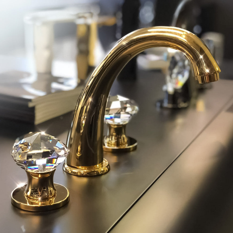 Rock Luxury Crystal Faucet, Polished Gold