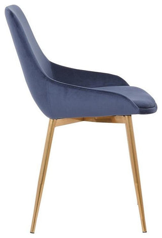 Heidi Velvet Dining Accent Chair, Blue