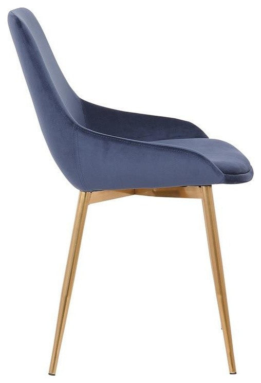 Heidi Velvet Dining Accent Chair, Blue