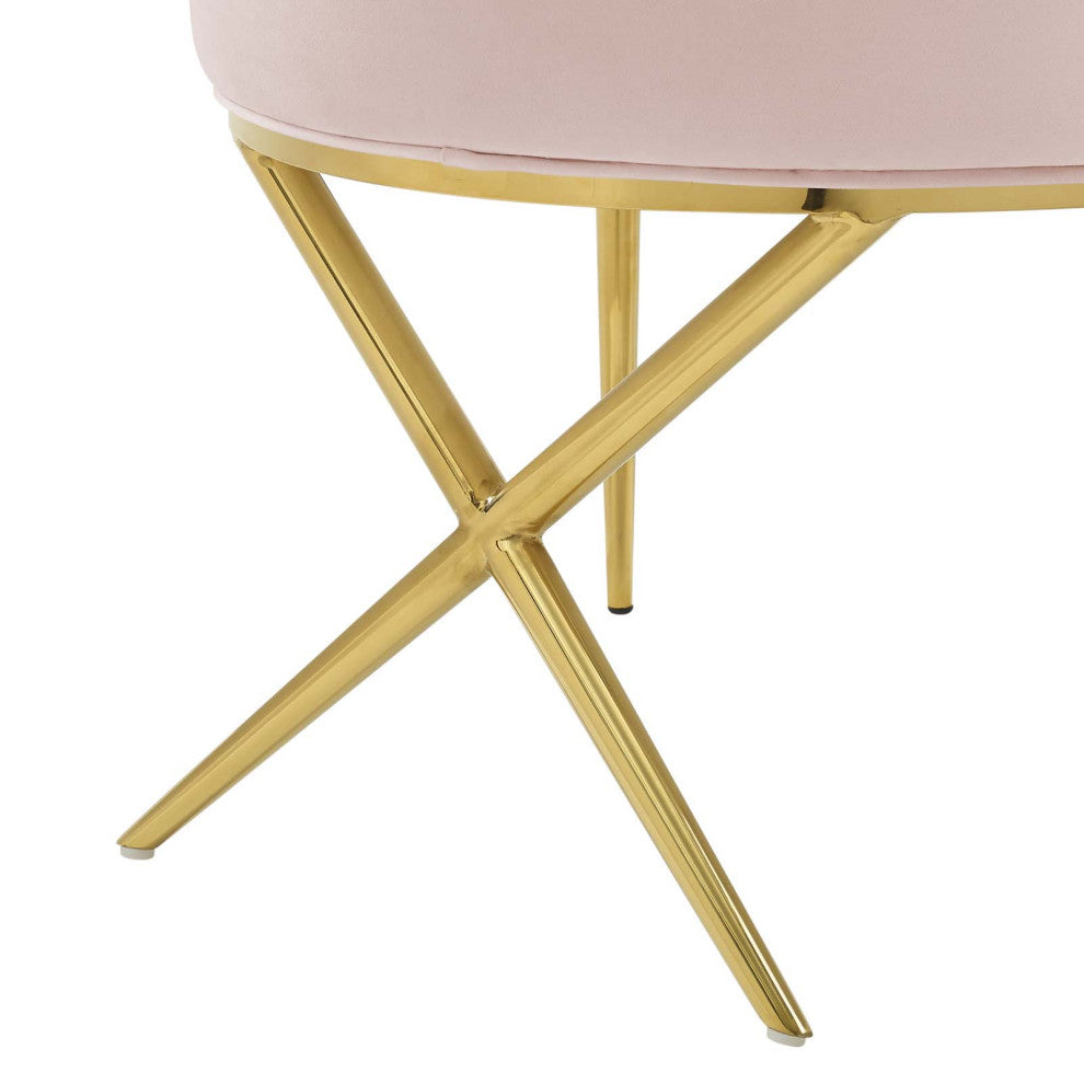 Side Dining Chair, Set of 2, Velvet, Metal, Pink, Modern, Cafe Bistro Restaurant
