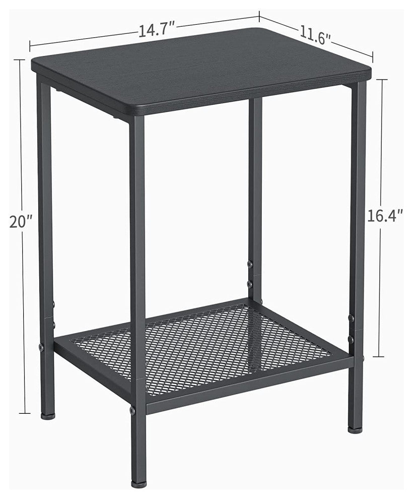 2-Tier Small Side Table with Shelf, Sofa Table for Living Room