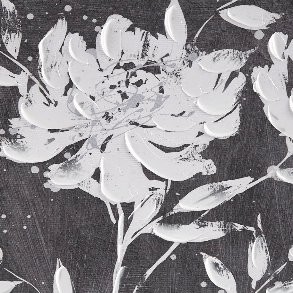 Madison Park Cassia Floral Black and White Canvas Wall Art