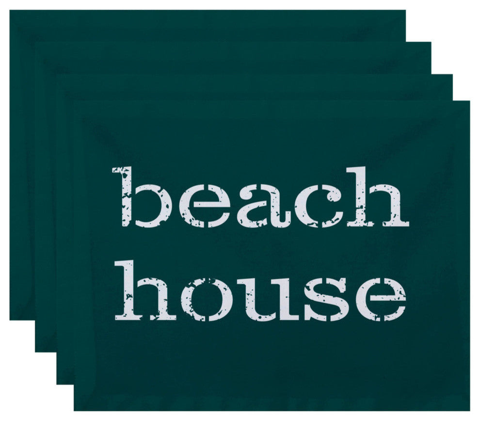 18"x14" Beach House, Word Print Placemat, Teal, Set of 4