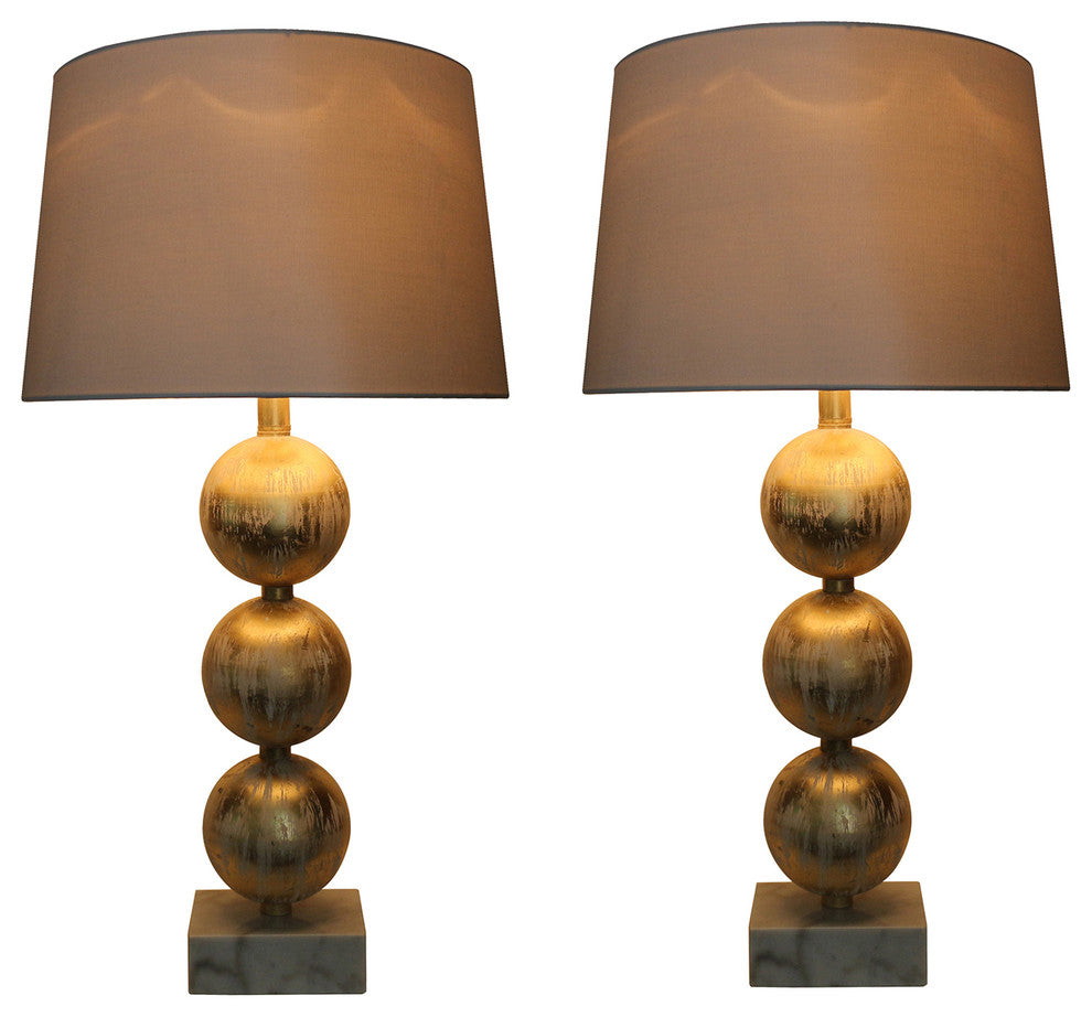 Urbanest, Set of 2, Voille Table Lamps, Seville Gold with White Marble