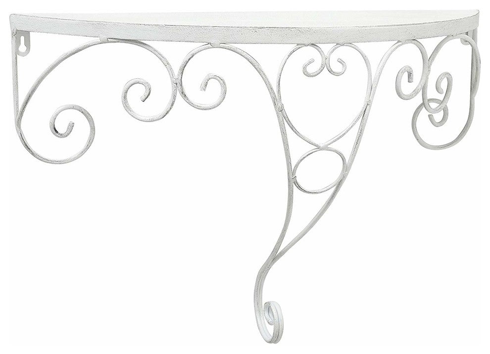 Madeline Half Moon Floating Shelf With Arabesque Bracket Support