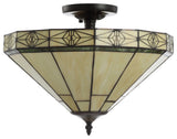Jasmine 16" Tiffany-Style Glass Led Semi-Flush Mount, Cream