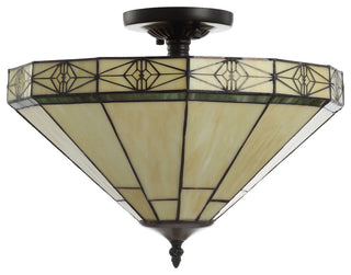 Jasmine 16" Tiffany-Style Glass Led Semi-Flush Mount, Cream
