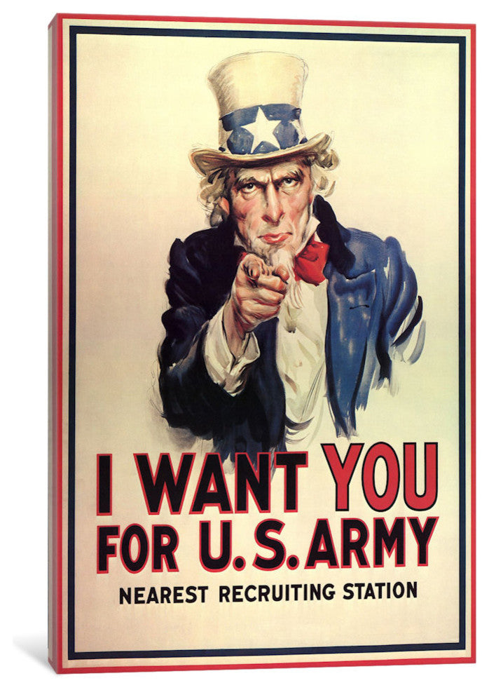"Uncle Sam: I Want You!" Wrapped Canvas Print, 18x12x1.5