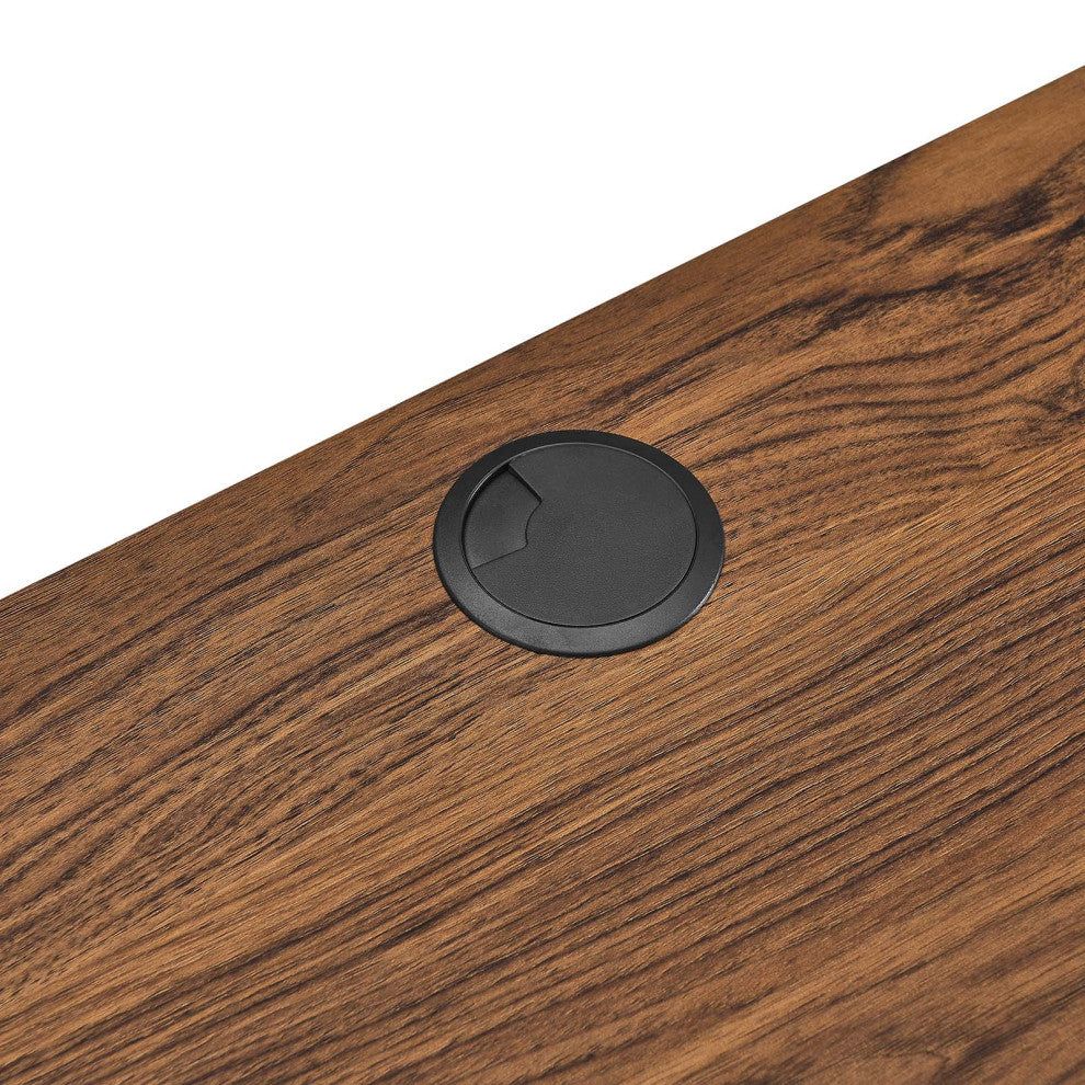 Render Wall Mount Wood Office Desk, Walnut