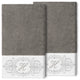 Linum Home Turkish Cotton Monica 2-Piece Embellished Bath Towel Set, Dark Gray