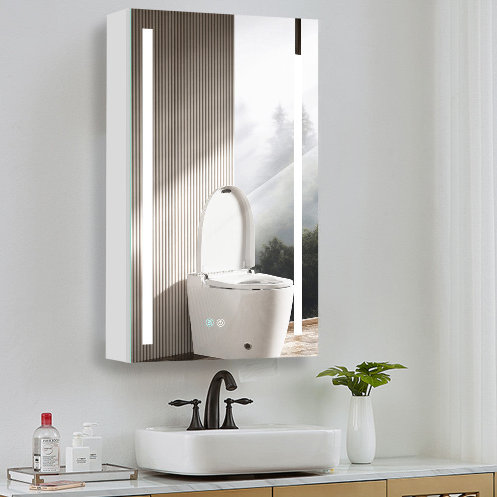 20 in. W x 30 in. H Aluminum Surface Mount Medicine Cabinet with Lighted Mirror
