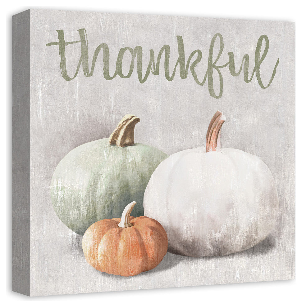 Thankful Colored Pumpkins Print on Canvas