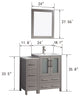Vanity Art Vanity Set With Ceramic Top, 36", Gray, Led Sensor-Switch Mirror
