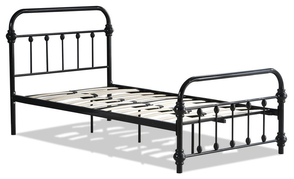 Durable Twin Size Wood Slats Steel Bed Frame