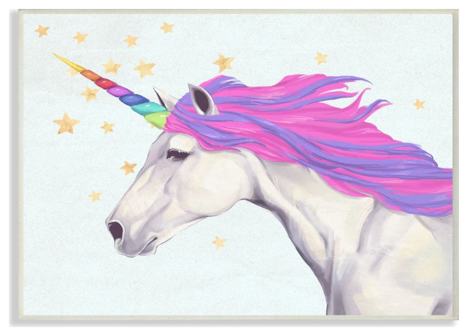 The Kids Room by Stupell Gold Star Rainbow Unicorn Painting, 10 x 15