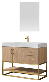 Alistair Vanity, North American Oak With Countertop, 42", With Mirror