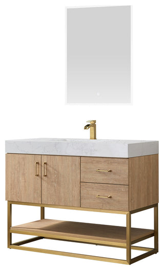 Alistair Vanity, North American Oak With Countertop, 42", With Mirror